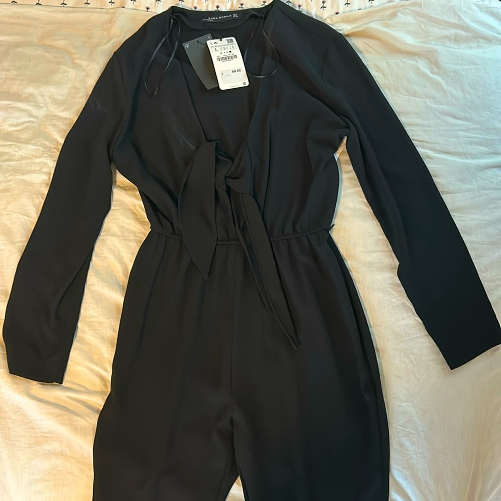 Zara jumpsuit. Size: Large (6-9) Brand new with tags still on. Color black.